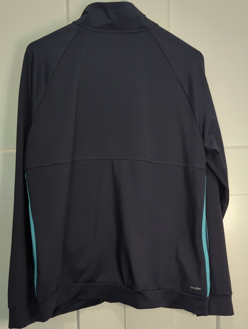 Adidas Women's Climate Black Track Jacket with Teal Accent Stripes Size XL - Picture 2 of 7